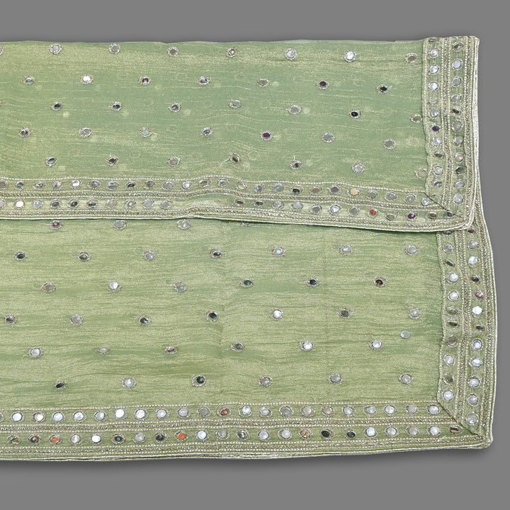 Premium Crush Tissue Zari & Mirror Embroidery Dupatta | Designer Festive Dupatta-SAL810-2