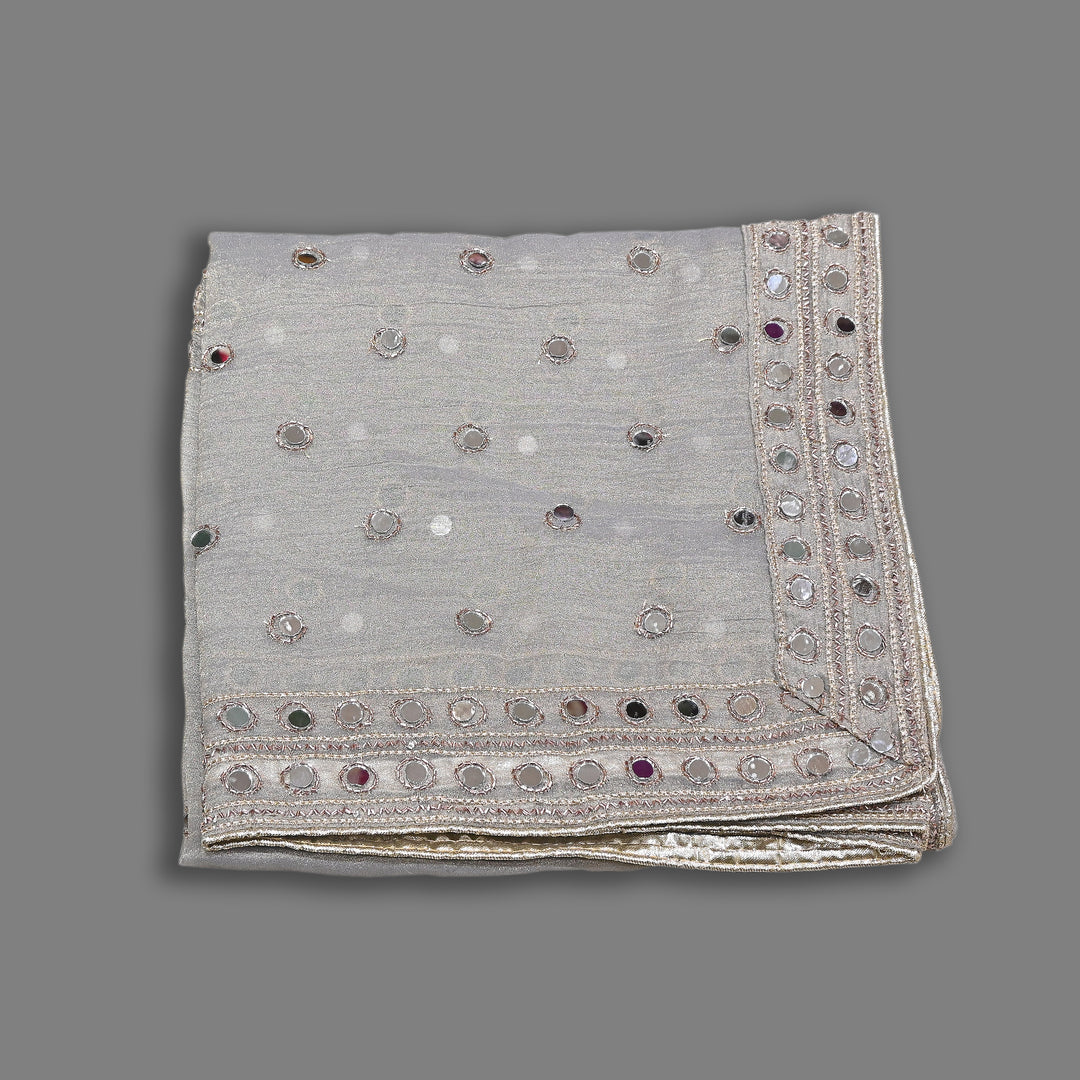Premium Crush Tissue Zari & Mirror Embroidery Dupatta | Designer Festive Dupatta-SAL810-1