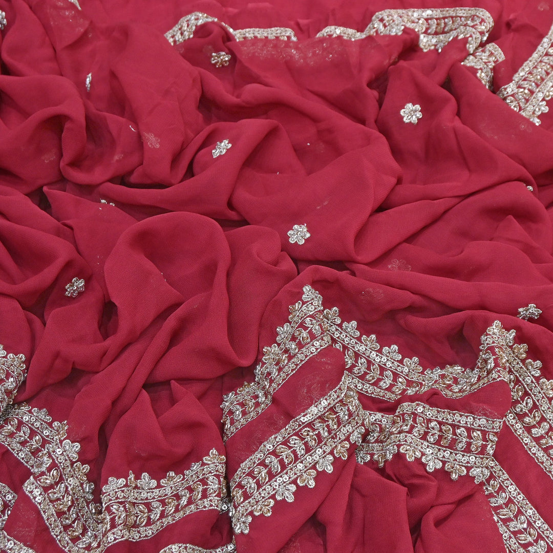 Viscose Georgette Zari & Sequins Embroidery Duppta Fabric | TF4990-04
