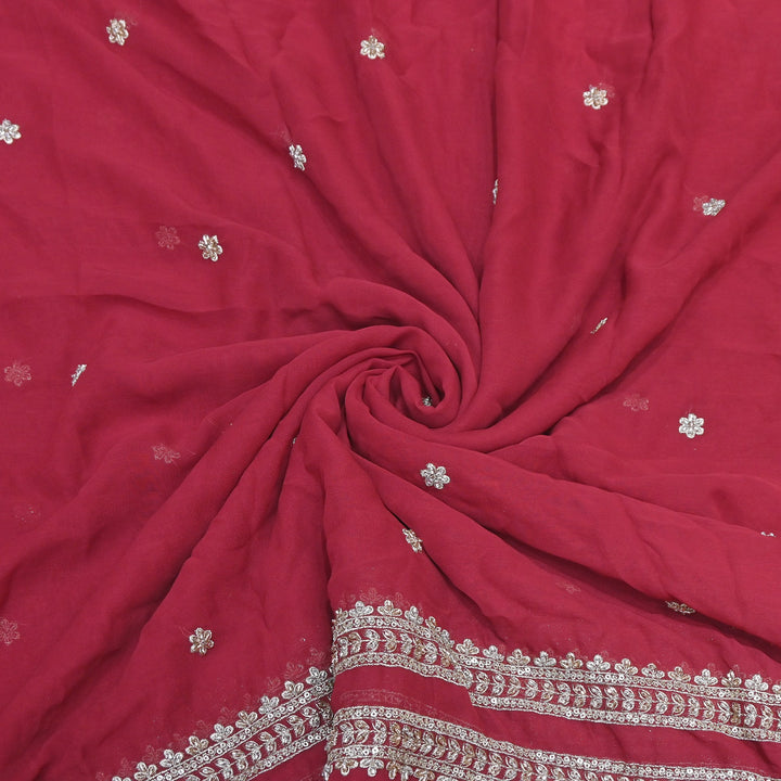 Viscose Georgette Zari & Sequins Embroidery Duppta Fabric | TF4990-04