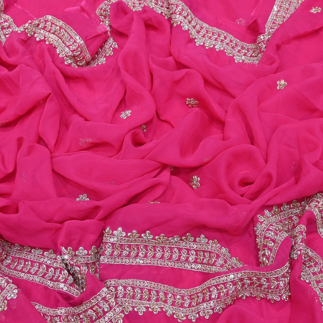 Viscose Georgette Zari & Sequins Embroidery Duppta Fabric | TF4990-05