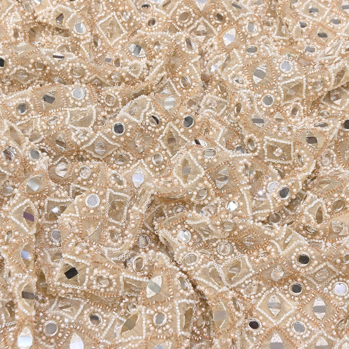 Dyed Crush Tissue Mirror Moti Embroidered Fabric | RK015087-2
