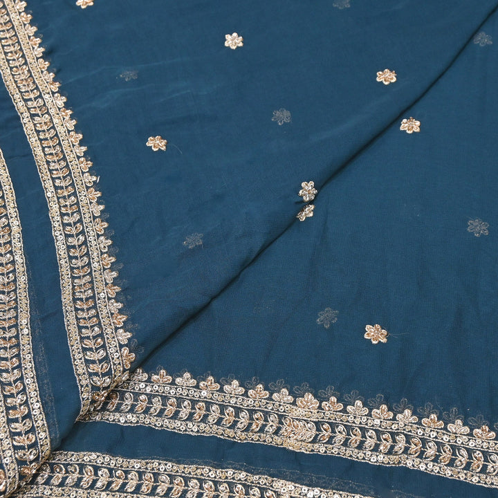 Viscose Georgette Zari & Sequins Embroidery Duppta Fabric | TF4990-01