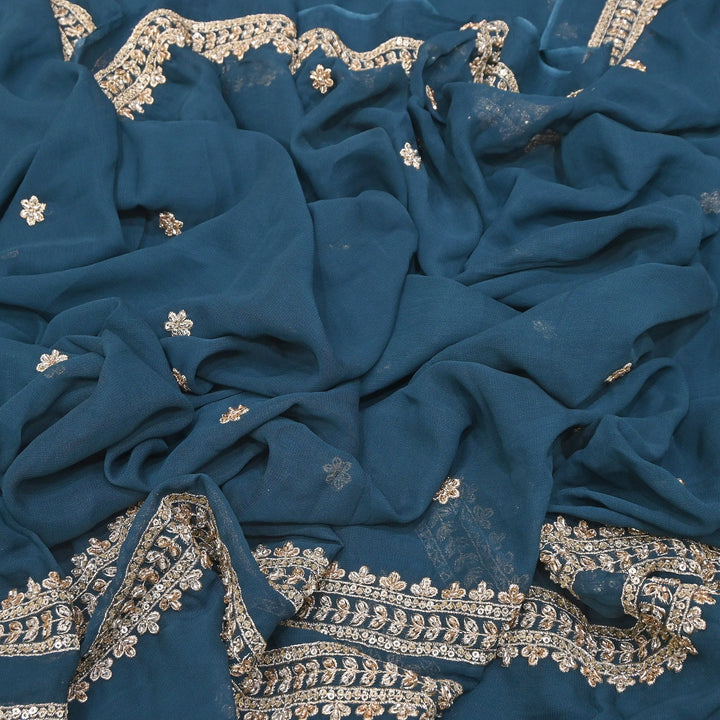 Viscose Georgette Zari & Sequins Embroidery Duppta Fabric | TF4990-01