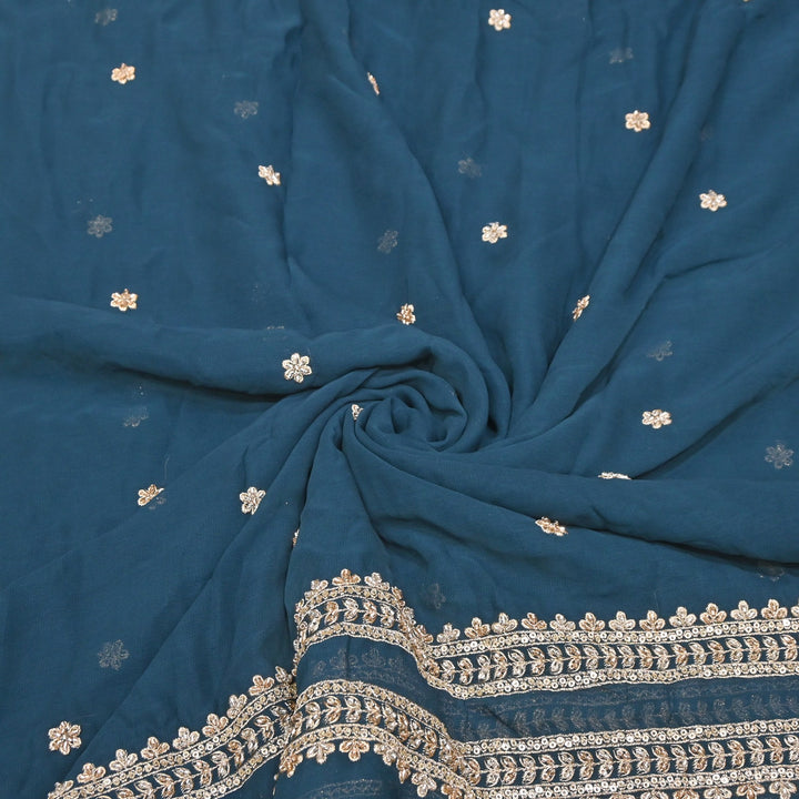 Viscose Georgette Zari & Sequins Embroidery Duppta Fabric | TF4990-01