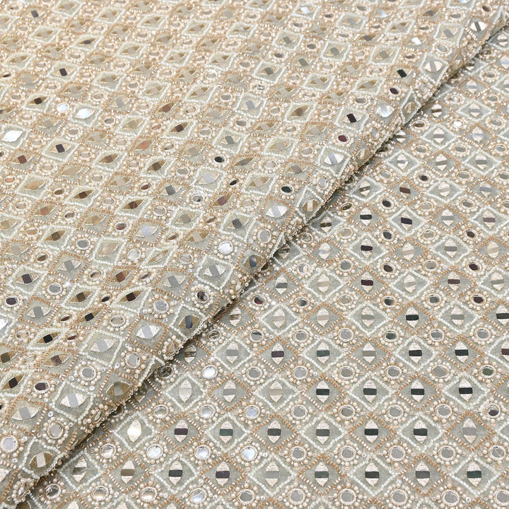Dyed Crush Tissue Mirror Moti Embroidered Fabric | RK015087-3