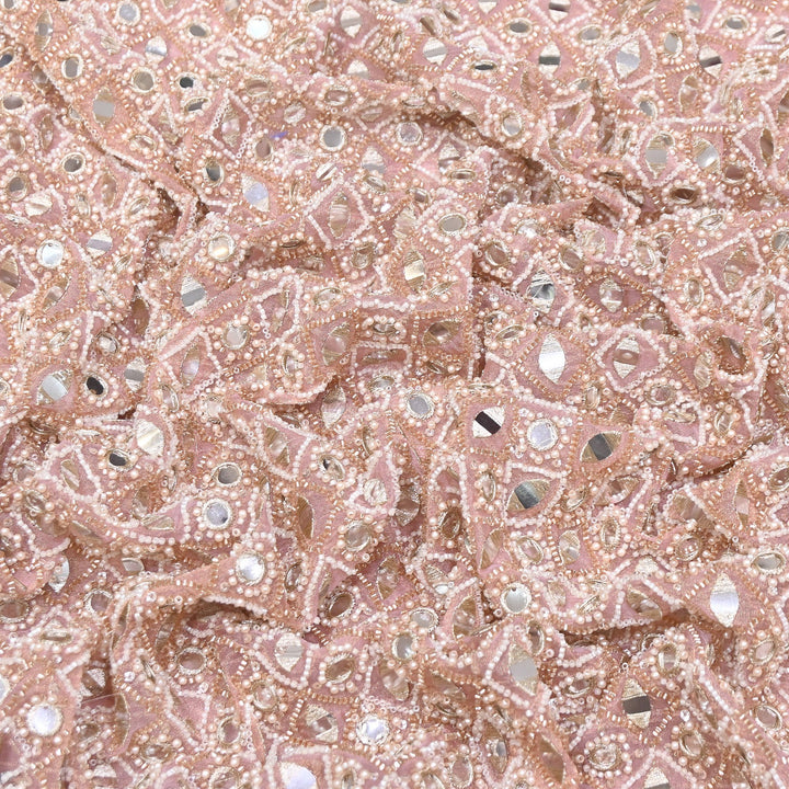 Dyed Crush Tissue Mirror Moti Embroidered Fabric | RK015087-4