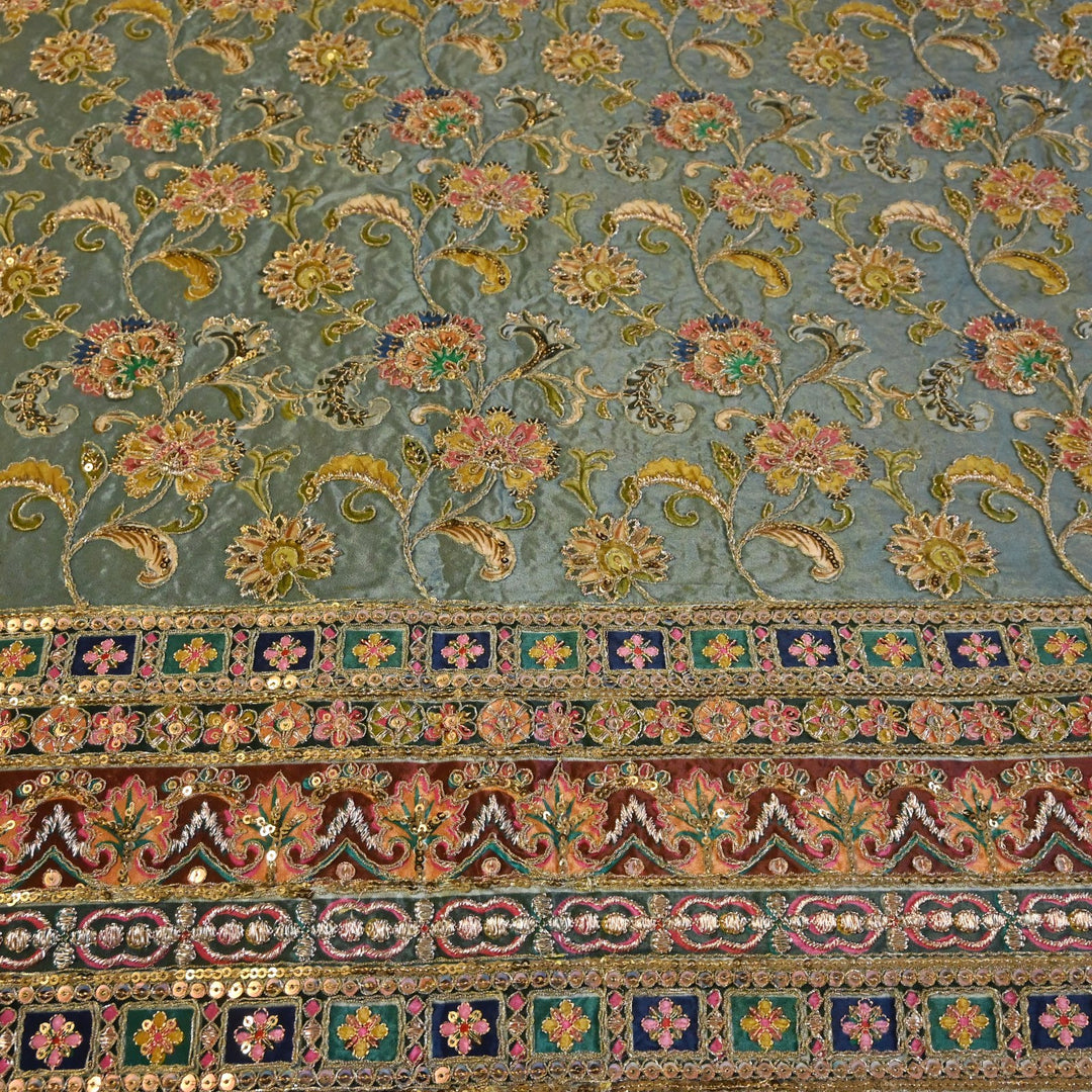 Beautiful Designer Crepe Position Prints, Zari & Sequin Embroidery Fabrics