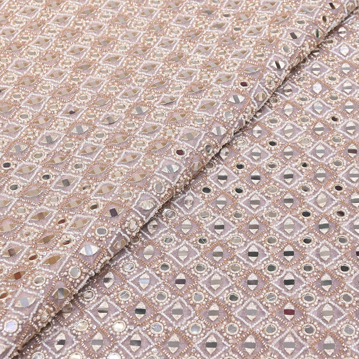 Dyed Crush Tissue Mirror Moti Embroidered Fabric | RK015087-5