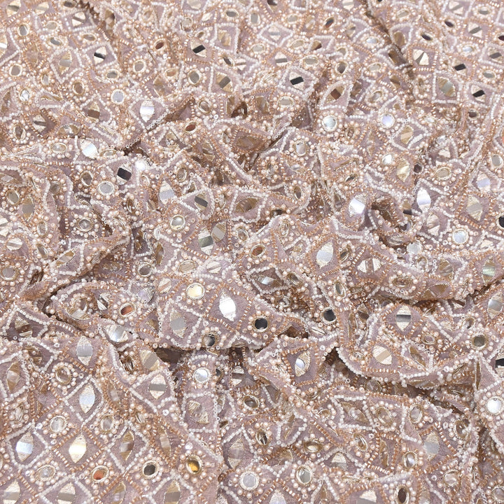 Dyed Crush Tissue Mirror Moti Embroidered Fabric | RK015087-5