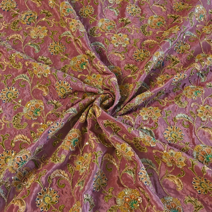 Beautiful Designer Crepe Position Prints, Zari & Sequin Embroidery Fabrics