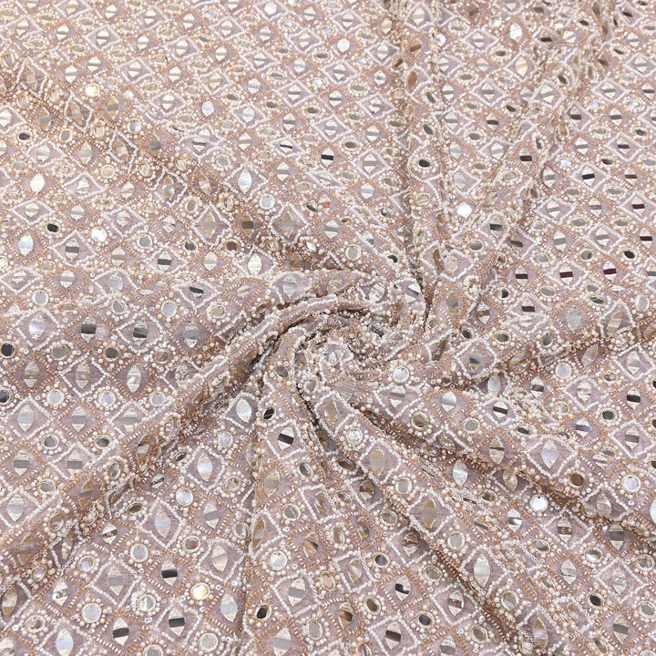 Dyed Crush Tissue Mirror Moti Embroidered Fabric | RK015087-5