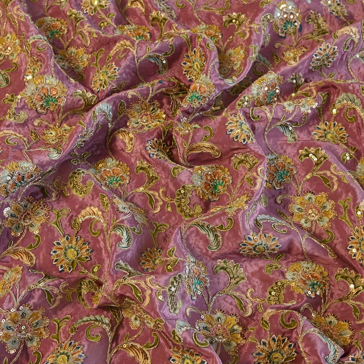 Beautiful Designer Crepe Position Prints, Zari & Sequin Embroidery Fabrics