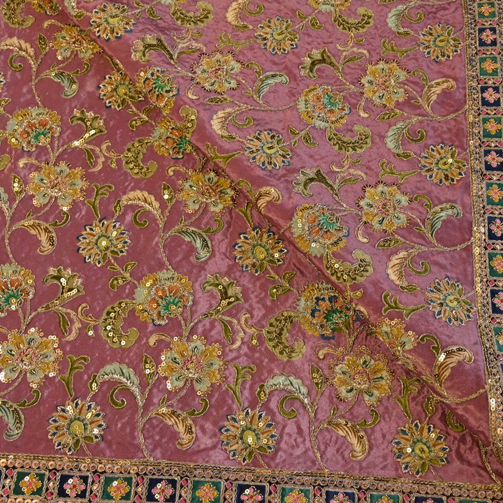 Beautiful Designer Crepe Position Prints, Zari & Sequin Embroidery Fabrics