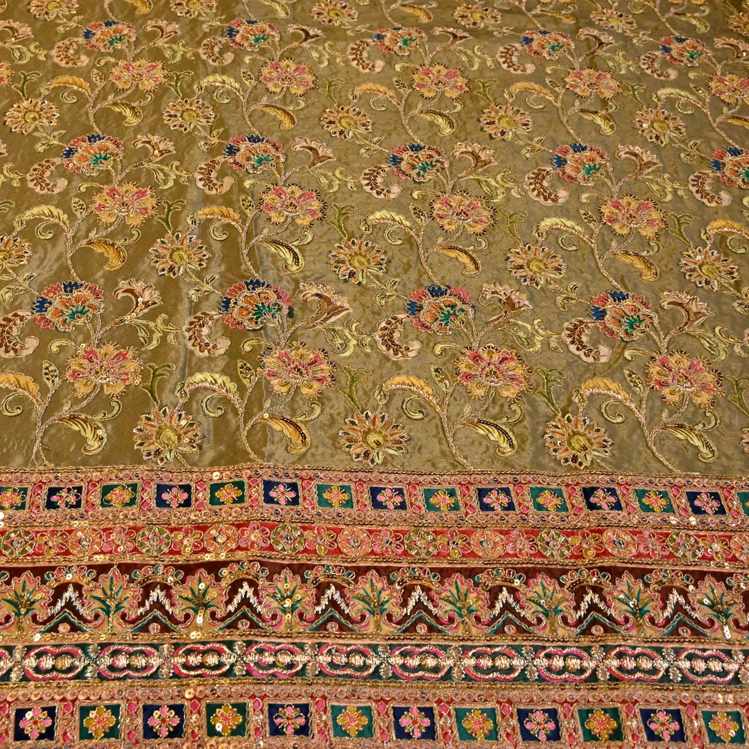 Beautiful Designer Crepe Position Prints, Zari & Sequin Embroidery Fabrics