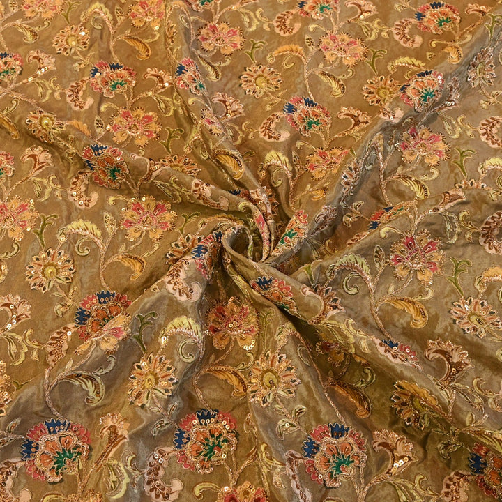 Beautiful Designer Crepe Position Prints, Zari & Sequin Embroidery Fabrics