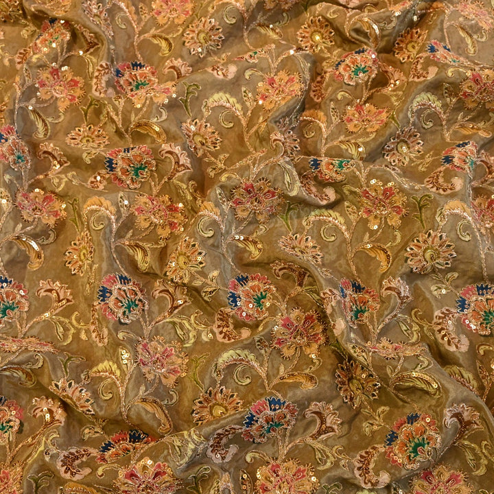 Beautiful Designer Crepe Position Prints, Zari & Sequin Embroidery Fabrics