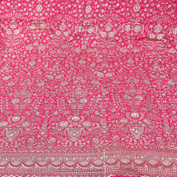 Dyed Bamberg Raw Silk Zari Sequin Embroidered Fabric | Designer Floral Fabric | D028975-A