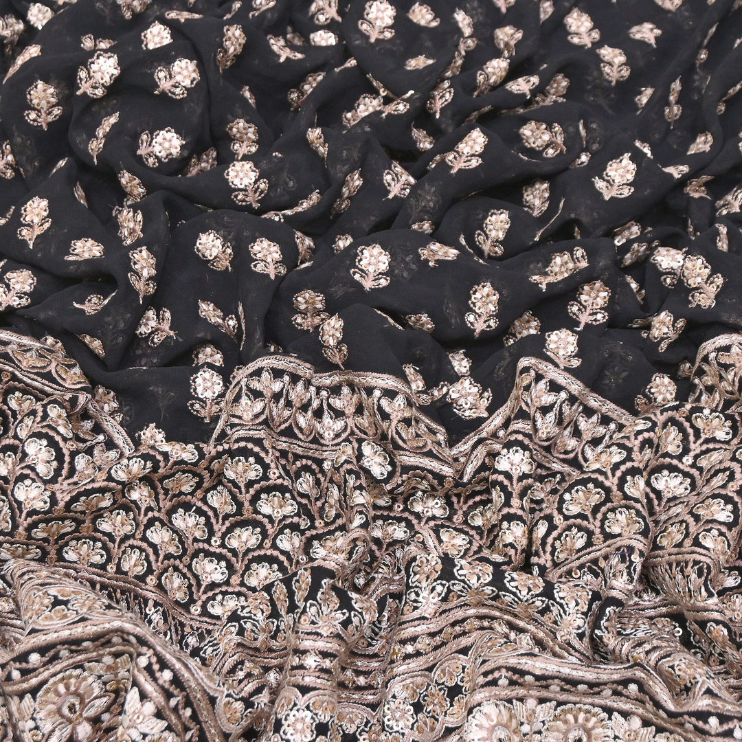 Dyed Viscose Georgette Zari & Sequins Embroidery Fabric 54'' - D29307-A