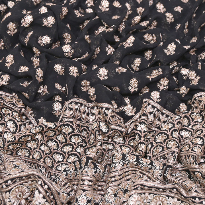Dyed Viscose Georgette Zari & Sequins Embroidery Fabric 54'' - D29307-A