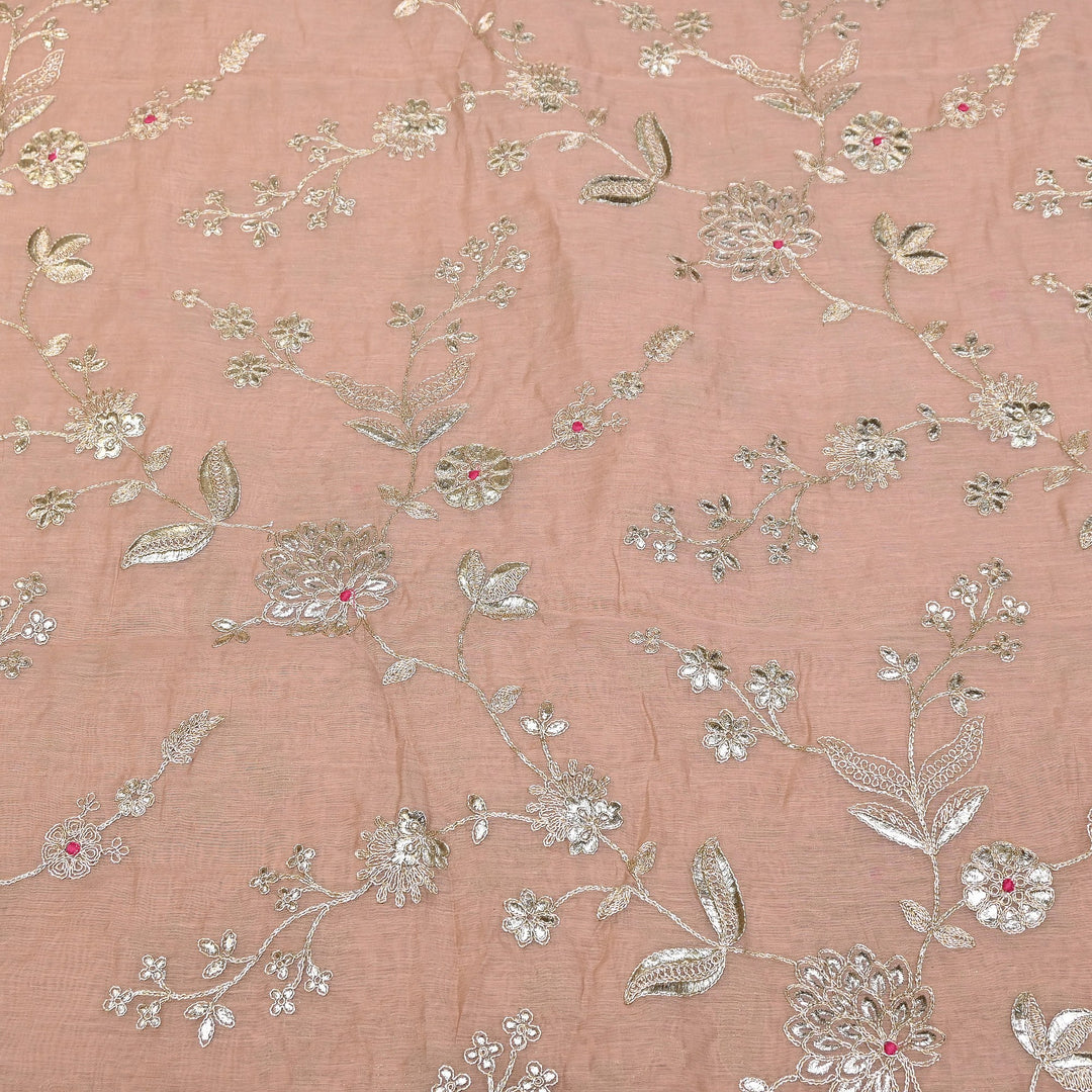 Dyed Mul Chanderi Gota & Zari Embroidery Fabric 44" – Premium Designer Fabric MC163A-1