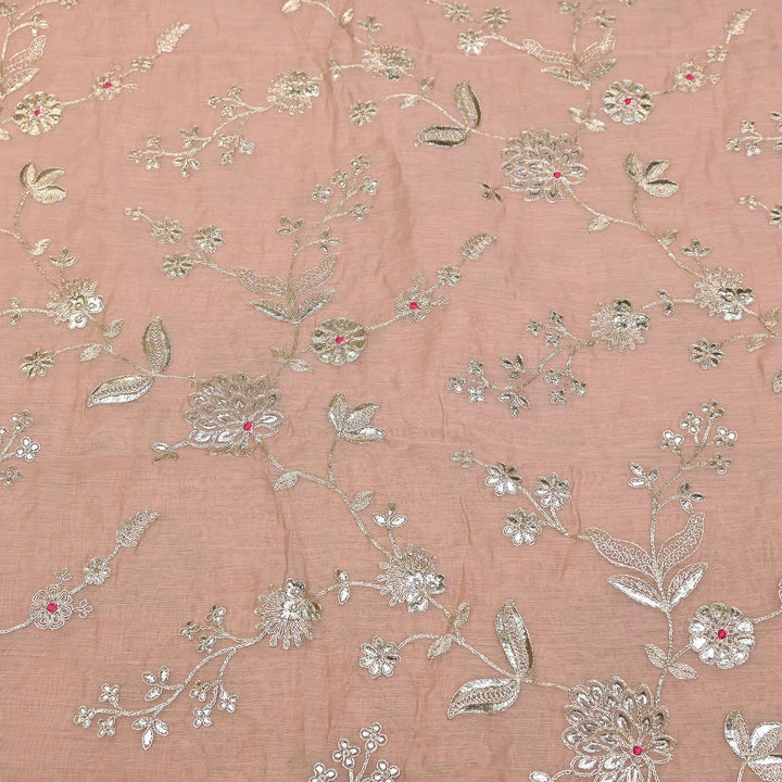 Dyed Mul Chanderi Gota & Zari Embroidery Fabric 44" – Premium Designer Fabric MC163A-1
