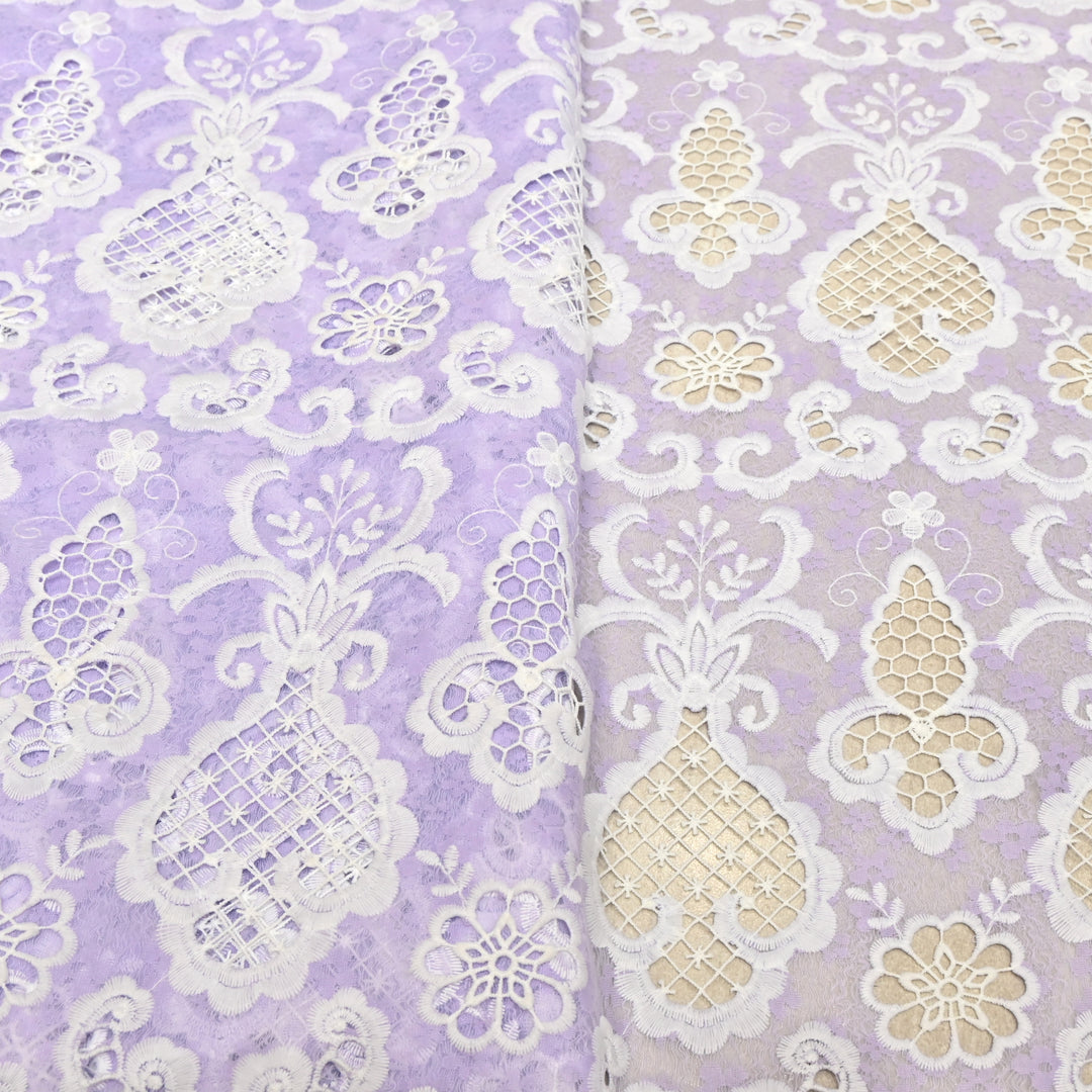 Imported Premium Crepe Cutwork Embroidery Fabric – Floral Designer Soft Crepe Material-TD0C84-1