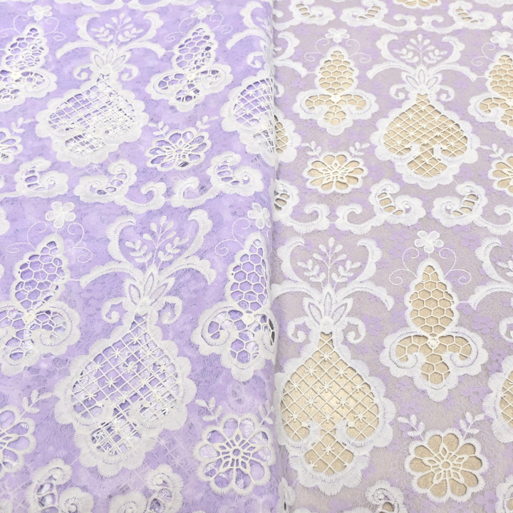 Imported Premium Crepe Cutwork Embroidery Fabric – Floral Designer Soft Crepe Material-TD0C84-1