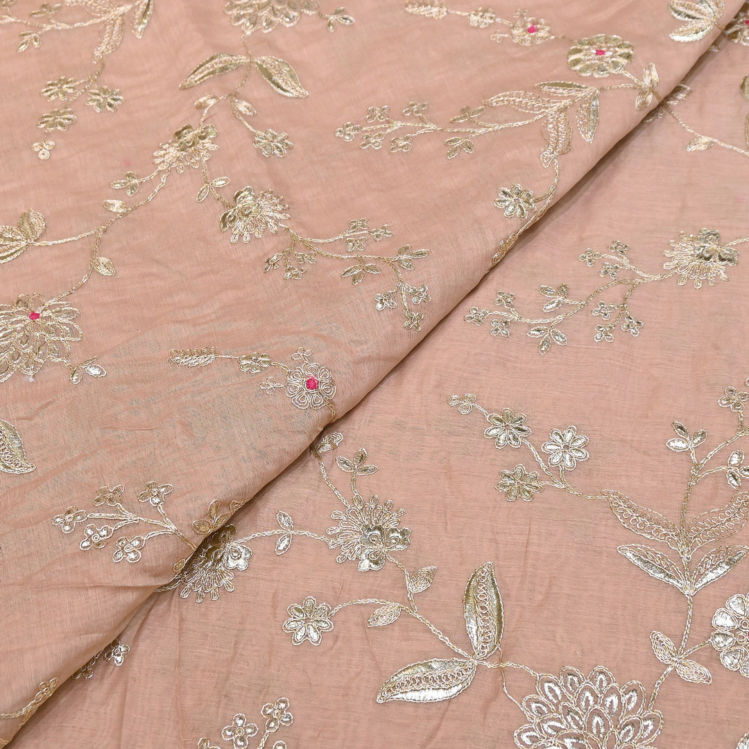 Dyed Mul Chanderi Gota & Zari Embroidery Fabric 44" – Premium Designer Fabric MC163A-1