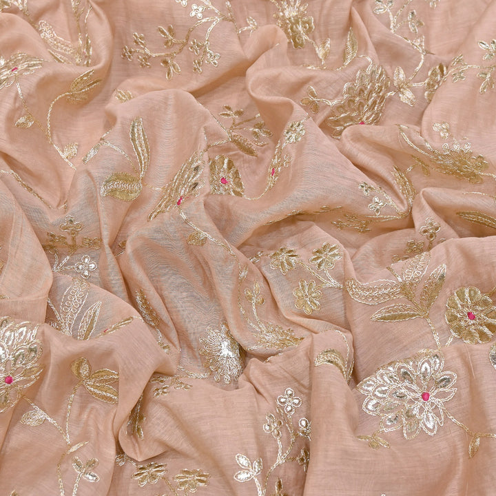 Dyed Mul Chanderi Gota & Zari Embroidery Fabric 44" – Premium Designer Fabric MC163A-1