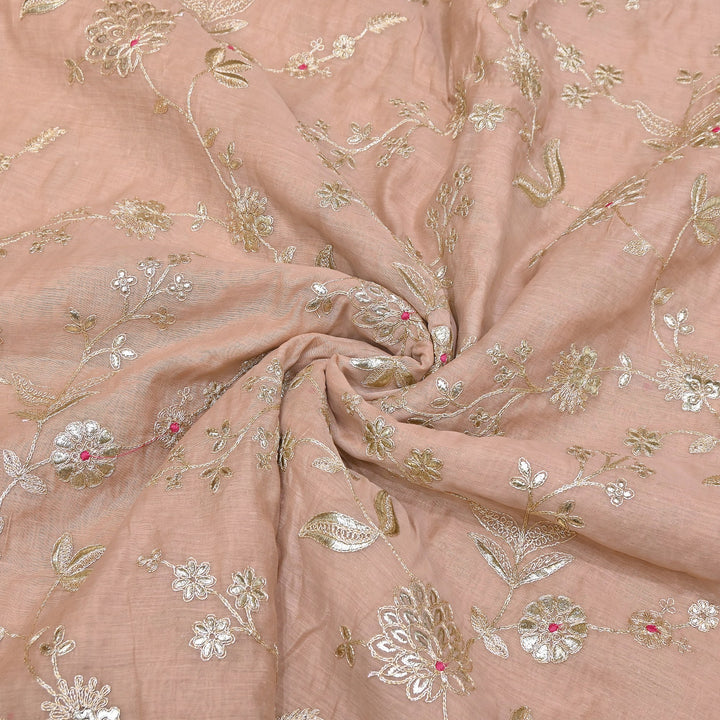 Dyed Mul Chanderi Gota & Zari Embroidery Fabric 44" – Premium Designer Fabric MC163A-1