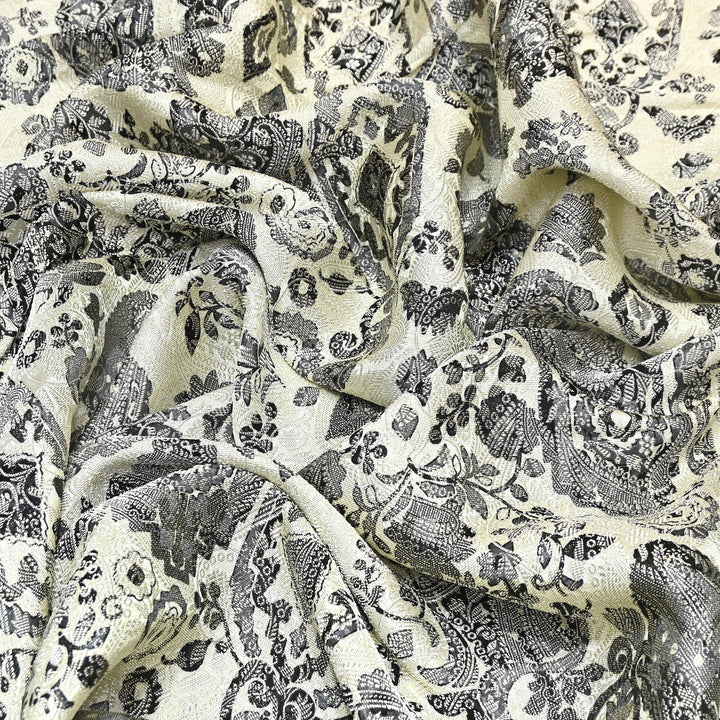 Premium Silk Brocade Jacquard Digital Print Fabric | Designer Fabric- AL3812-1