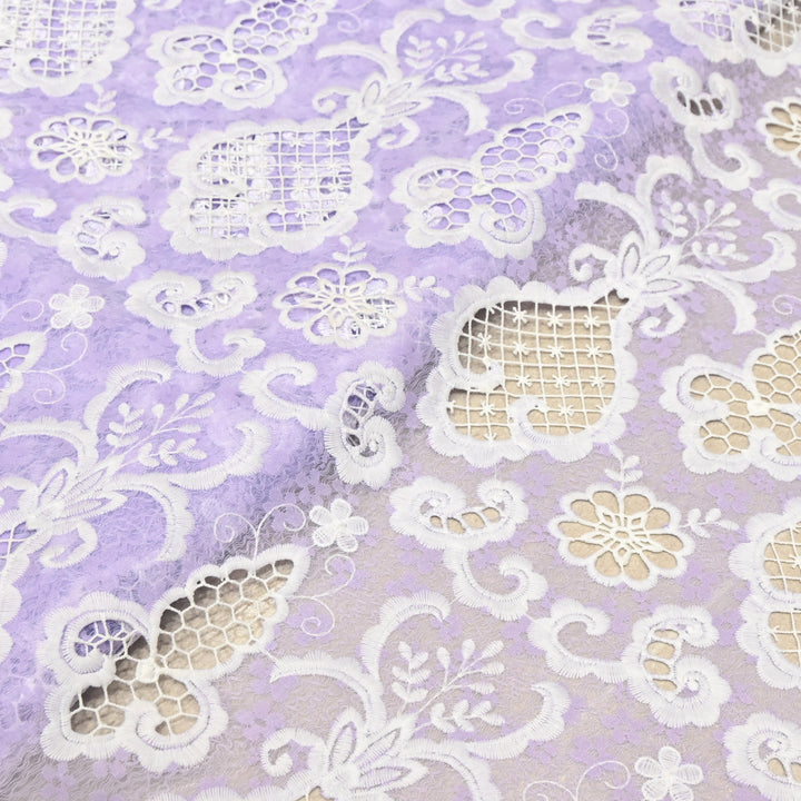 Imported Premium Crepe Cutwork Embroidery Fabric – Floral Designer Soft Crepe Material-TD0C84-1