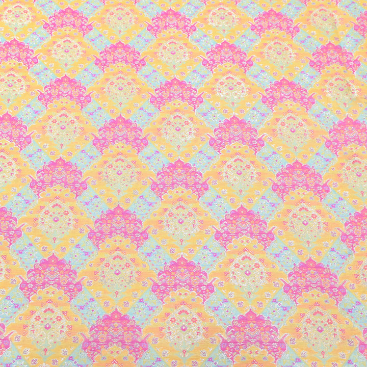 Banarasi Rangkat Zari Brocade Fabric – Multicolor Designer Banarasi Fabric - RAN365-E