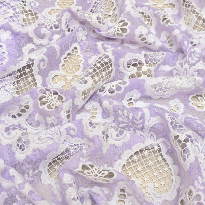 Imported Premium Crepe Cutwork Embroidery Fabric – Floral Designer Soft Crepe Material-TD0C84-1
