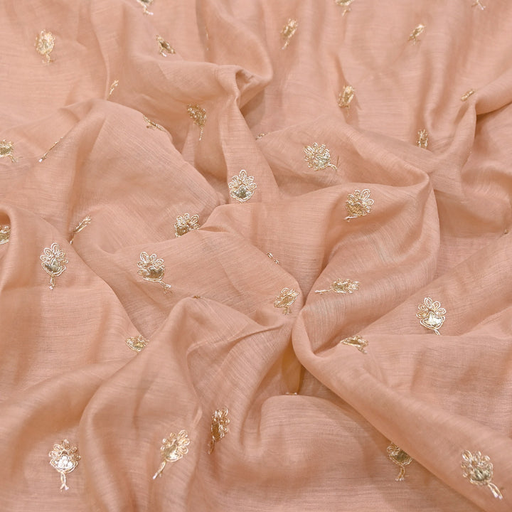 Dyed Mul Chanderi Gota & Zari Embroidery Fabric 44" – Premium Designer Fabric MC162A-1