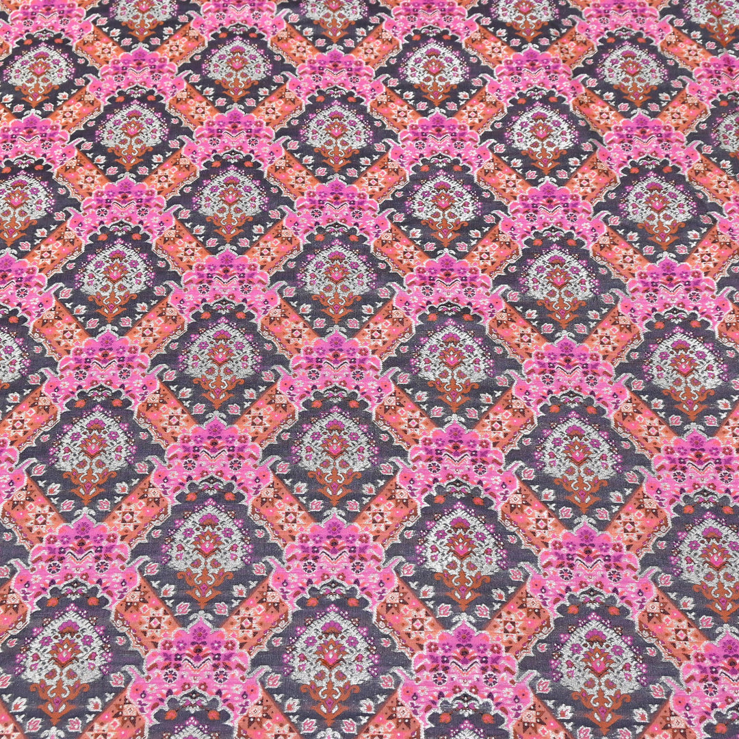 Banarasi Rangkat Zari Brocade Fabric – Multicolor Designer Banarasi Fabric - RAN365-D
