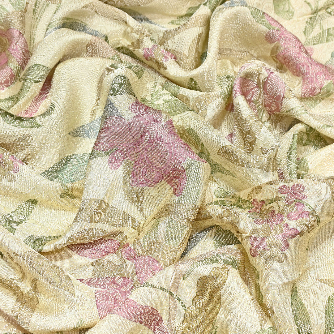 Premium Silk Brocade Jacquard Digital Print Fabric | Designer Fabric- AL3812-2