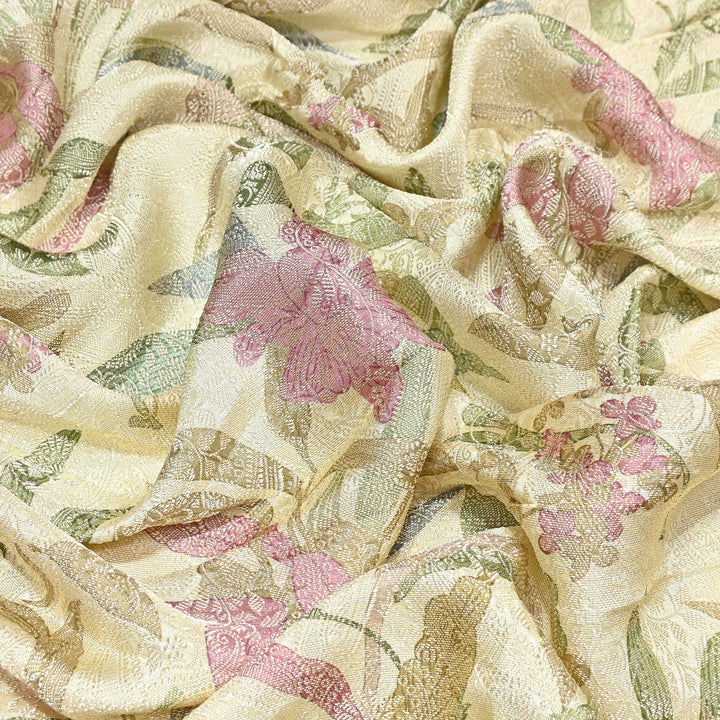 Premium Silk Brocade Jacquard Digital Print Fabric | Designer Fabric- AL3812-2