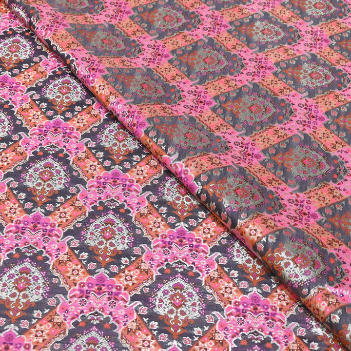 Banarasi Rangkat Zari Brocade Fabric – Multicolor Designer Banarasi Fabric - RAN365-D