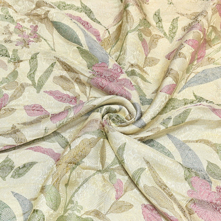 Premium Silk Brocade Jacquard Digital Print Fabric | Designer Fabric- AL3812-2