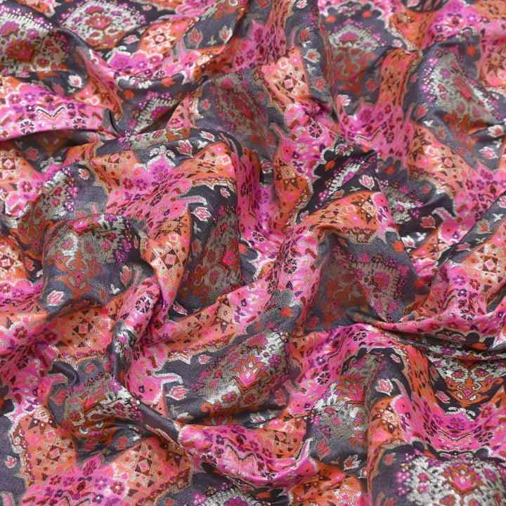 Banarasi Rangkat Zari Brocade Fabric – Multicolor Designer Banarasi Fabric - RAN365-D