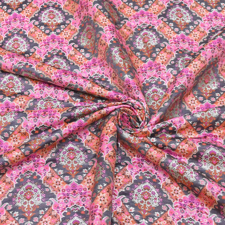 Banarasi Rangkat Zari Brocade Fabric – Multicolor Designer Banarasi Fabric - RAN365-D