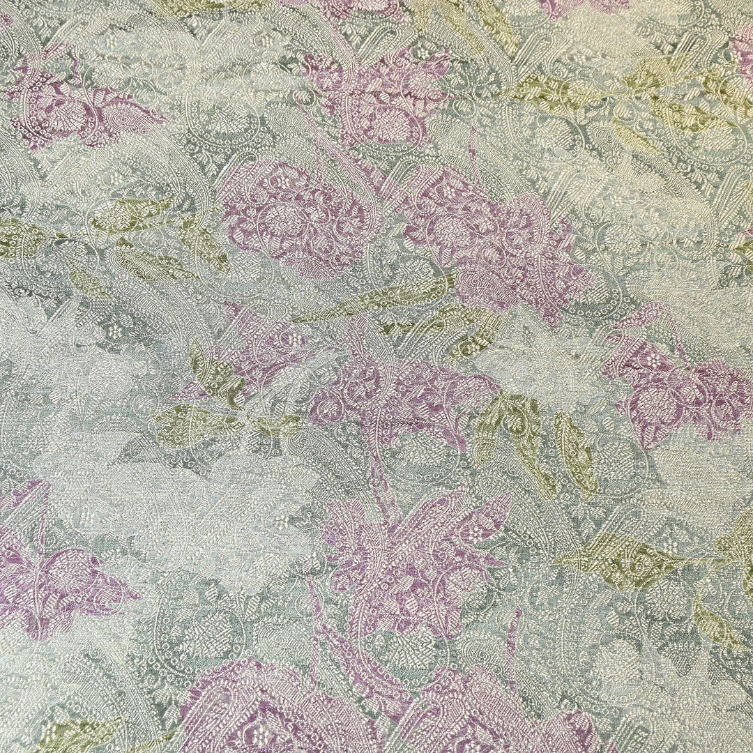 Premium Silk Brocade Jacquard Digital Print Fabric | Designer Fabric- AL3812-3