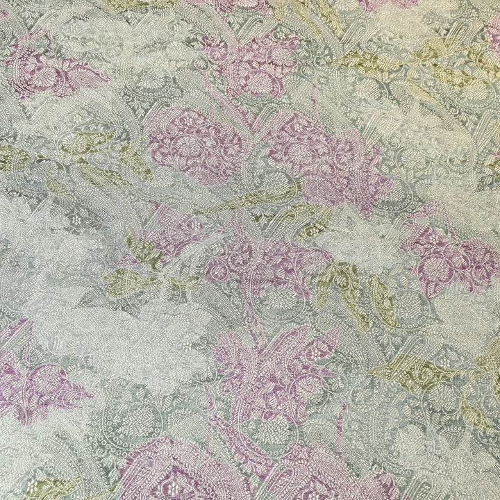 Premium Silk Brocade Jacquard Digital Print Fabric | Designer Fabric- AL3812-3