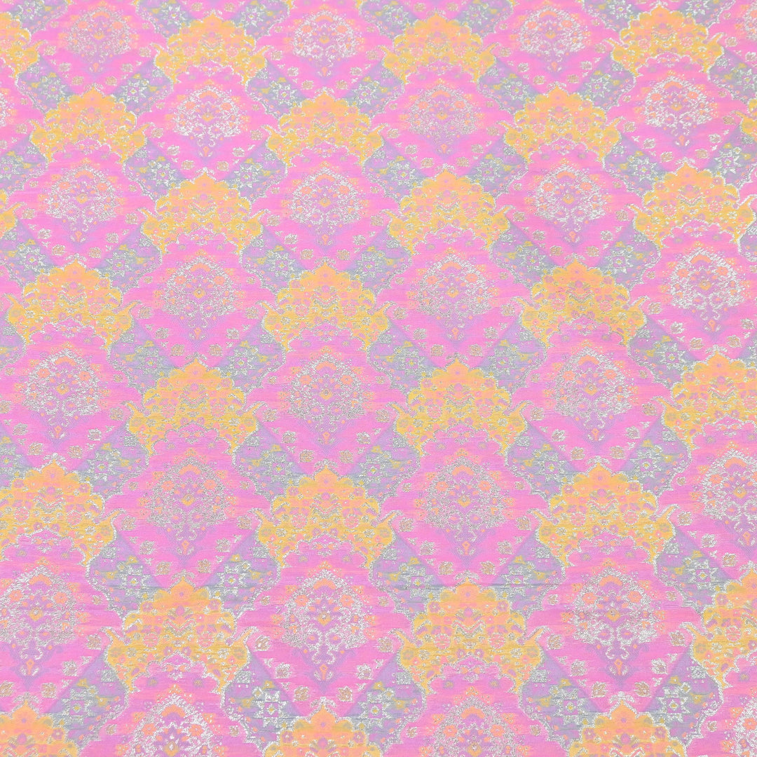 Banarasi Rangkat Zari Brocade Fabric – Multicolor Designer Banarasi Fabric - RAN365-C