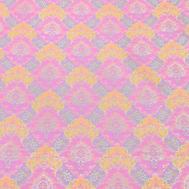 Banarasi Rangkat Zari Brocade Fabric – Multicolor Designer Banarasi Fabric - RAN365-C