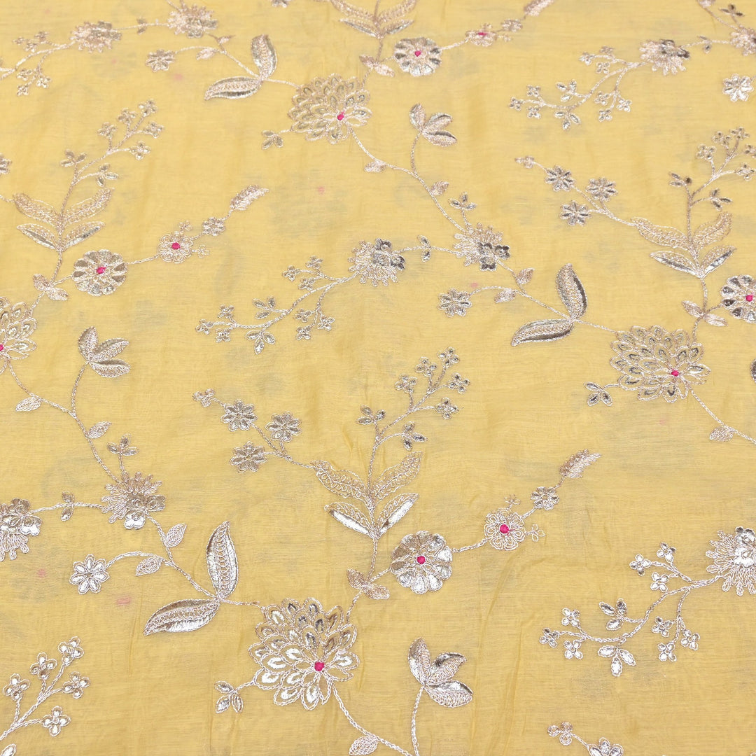 Dyed Mul Chanderi Gota & Zari Embroidery Fabric 44" – Premium Designer Fabric MC163A-2