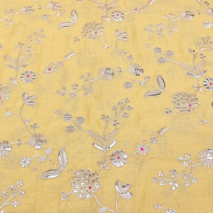 Dyed Mul Chanderi Gota & Zari Embroidery Fabric 44" – Premium Designer Fabric MC163A-2