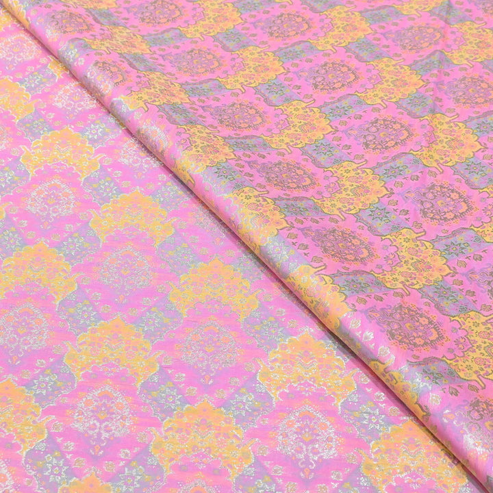 Banarasi Rangkat Zari Brocade Fabric – Multicolor Designer Banarasi Fabric - RAN365-C
